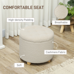 HOMCOM 31.8L Teddy Fleece Storage Ottoman - Cream White - thumbnail 5