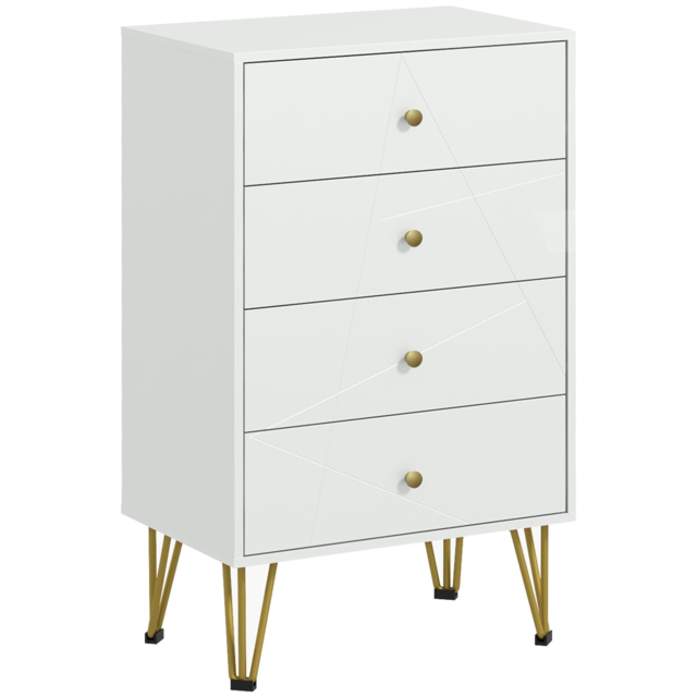 HOMCOM Bedroom Dresser: 4-Drawer Chest with Hairpin Legs, Stylish Storage Solution - Aosom UK - image 1