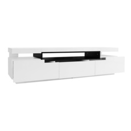 Modern TV Stand Unit with LED Lights and High Gloss Front, 3 Drawers and Open Storage, TV Stand Cabinet, Fit 70-inch TV, 160x39x42cm, White - Aosom.UK - thumbnail 2