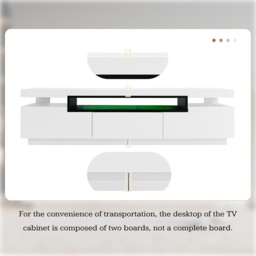 Modern TV Stand Unit with LED Lights and High Gloss Front, 3 Drawers and Open Storage, TV Stand Cabinet, Fit 70-inch TV, 160x39x42cm, White - Aosom.UK - thumbnail 8