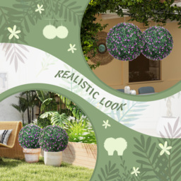 HOMCOM Set of Two Artificial Boxwood Balls Plants - Purple - thumbnail 4