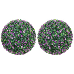 HOMCOM Set of Two Artificial Boxwood Balls Plants - Purple - thumbnail 1