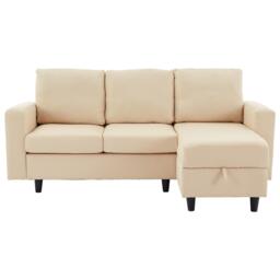 L-Shaped 3 Seater Couch Sofa with Reversible Chaise, Type-C Charging, Convertible Sleeper for Living Room, 180x120x72 cm, Beige - Aosom UK - thumbnail 2