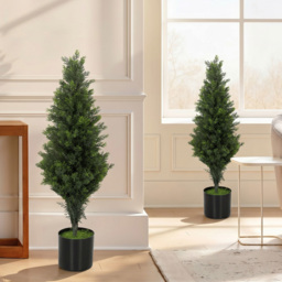 HOMCOM Set of 2 Decorative Artificial Plants Cypress in Weighted Pot, Fake Plant with 564 Leaves, 90cm - thumbnail 8