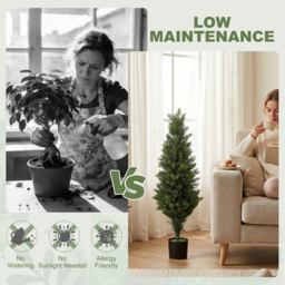 HOMCOM Set of 2 Decorative Artificial Plants Cypress in Weighted Pot, Fake Plant with 564 Leaves, 90cm - thumbnail 5