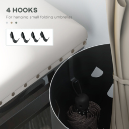 HOMCOM Umbrella Station: Circular Stand with Hooks & Water Tray, Hallway Essential, Dark Grey - Aosom UK - thumbnail 6