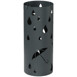 HOMCOM Umbrella Station: Circular Stand with Hooks & Water Tray, Hallway Essential, Dark Grey - Aosom UK - thumbnail 1