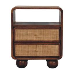 Solid Mango Wood Bedside Table with 2 Smooth-Glide Drawers and Open Shelf, Eco-Friendly Desk for Living Room, 35L x 45W x 55H cm, Brown - Aosom UK - thumbnail 2