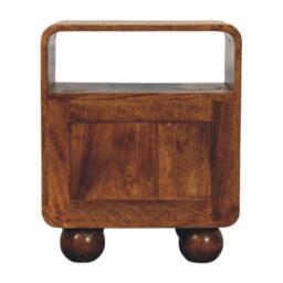 Solid Mango Wood Bedside Table with 2 Smooth-Glide Drawers and Open Shelf, Eco-Friendly Desk for Living Room, 35L x 45W x 55H cm, Brown - Aosom UK - thumbnail 8