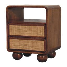 Solid Mango Wood Bedside Table with 2 Smooth-Glide Drawers and Open Shelf, Eco-Friendly Desk for Living Room, 35L x 45W x 55H cm, Brown - Aosom UK - thumbnail 6