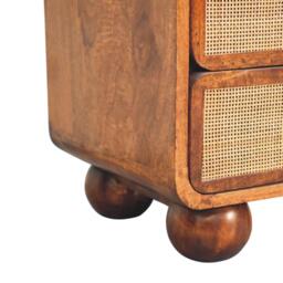 Solid Mango Wood Bedside Table with 2 Smooth-Glide Drawers and Open Shelf, Eco-Friendly Desk for Living Room, 35L x 45W x 55H cm, Brown - Aosom UK - thumbnail 5