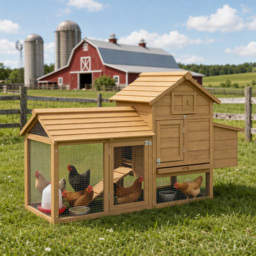 Pawhut Chicken Coop Hen Cage Small Animal Hutch Nesting Box w/Outdoor Run 150.5 x 54 x 87 cm - thumbnail 2