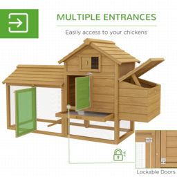 Pawhut Chicken Coop Hen Cage Small Animal Hutch Nesting Box w/Outdoor Run 150.5 x 54 x 87 cm - thumbnail 5