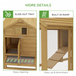 Pawhut Chicken Coop Hen Cage Small Animal Hutch Nesting Box w/Outdoor Run 150.5 x 54 x 87 cm - thumbnail 7