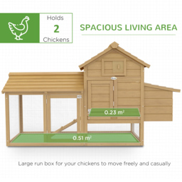 Pawhut Chicken Coop Hen Cage Small Animal Hutch Nesting Box w/Outdoor Run 150.5 x 54 x 87 cm - thumbnail 4