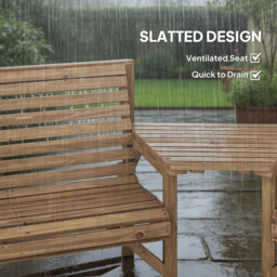Outsunny Wooden Garden Furniture Set , 1 Chair, 1 Bench and Detachable Table, Natural Wood Finish - thumbnail 8