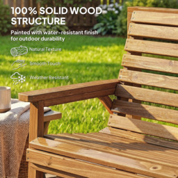 Outsunny Wooden Garden Furniture Set , 1 Chair, 1 Bench and Detachable Table, Natural Wood Finish - thumbnail 7