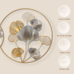 HOMCOM 3D Metal Wall Art Modern Ginkgo Leaves Hanging Wall Sculptures Home Decor for Living Room Bedroom Dining Room, Gold - Aosom UK - thumbnail 6