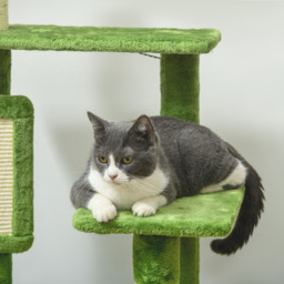 PawHut 142cm Cat Tree Tower, with Scratching Post, Hammock, Toy Ball, Platforms - Green - thumbnail 8