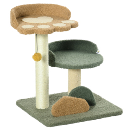 PawHut Compact Cat Tree: Scratching Posts, Dual Beds & Play Ball for Kittens, Space-Saving Design, 43 x 39 x 52cm, Grey - Aosom UK - thumbnail 1