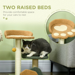 PawHut Compact Cat Tree: Scratching Posts, Dual Beds & Play Ball for Kittens, Space-Saving Design, 43 x 39 x 52cm, Grey - Aosom UK - thumbnail 5