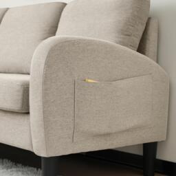 3-Seater L-shaped Corner Sofa with Reversible Chaise Lounge, Extra Cushion, Compact Couch for Apartment, 116L x 118W x 82H cm, Beige+Grey - Aosom UK - thumbnail 7