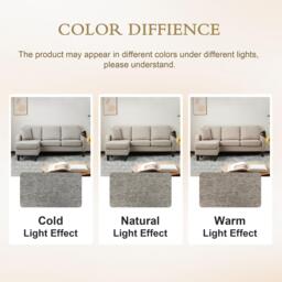 3-Seater L-shaped Corner Sofa with Reversible Chaise Lounge, Extra Cushion, Compact Couch for Apartment, 116L x 118W x 82H cm, Beige+Grey - Aosom UK - thumbnail 4