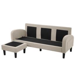 3-Seater L-shaped Corner Sofa with Reversible Chaise Lounge, Extra Cushion, Compact Couch for Apartment, 116L x 118W x 82H cm, Beige+Grey - Aosom UK - thumbnail 8