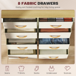 HOMCOM Chest of Eight Fabric Drawers - Beige - thumbnail 4