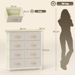 HOMCOM Chest of Eight Fabric Drawers - Beige - thumbnail 3