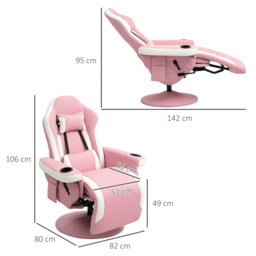 HOMCOM Manual Recliner Armchair PU Leather Lounge Chair w Adjustable Leg Rest, 135° Reclining Function, 360° Swivel, Pink - thumbnail 3
