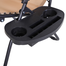 Outsunny 2 Piece Foldable Reclining Garden Chair w/ Headrest, Zero Gravity Deck Sun Lounger Seat Chair w/ Footrest, Cup Holder & Canopy - Aosom UK - thumbnail 8