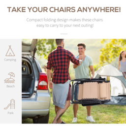 Outsunny 2 Piece Foldable Reclining Garden Chair w/ Headrest, Zero Gravity Deck Sun Lounger Seat Chair w/ Footrest, Cup Holder & Canopy - Aosom UK - thumbnail 6