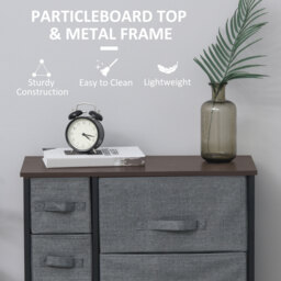 HOMCOM Chest of Drawers, Drawers Dresser w/ Large Storage Space, Adjustable Feet for Bedroom Living Room, Dark Grey - Aosom UK - thumbnail 6