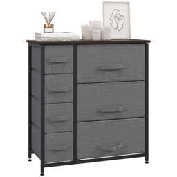 HOMCOM Chest of Drawers, Drawers Dresser w/ Large Storage Space, Adjustable Feet for Bedroom Living Room, Dark Grey - Aosom UK