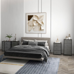HOMCOM Chest of Drawers, Drawers Dresser w/ Large Storage Space, Adjustable Feet for Bedroom Living Room, Dark Grey - Aosom UK - thumbnail 9