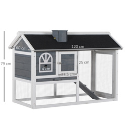 PawHut Guinea Pigs Hutches Wood Bunny Cage for Outdoor Indoor with Pull Out Tray Run Box Ramp Asphalt Roof for Small Animals Grey - thumbnail 3