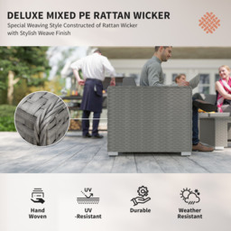 Outsunny 8-Seater PE Rattan Garden Corner Sofa Set Outdoor Wicker Conservatory Furniture Coffee Table Footstool, Grey - Aosom UK - thumbnail 4