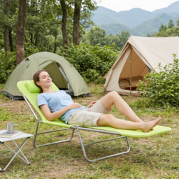 Outsunny Adjustable Sun Lounger: Reclining Garden Relaxer with Adjustable Back, Green - thumbnail 9
