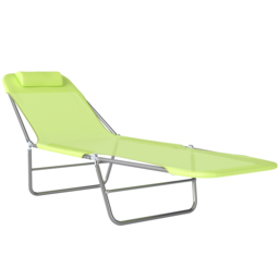 Outsunny Adjustable Sun Lounger: Reclining Garden Relaxer with Adjustable Back, Green - thumbnail 1