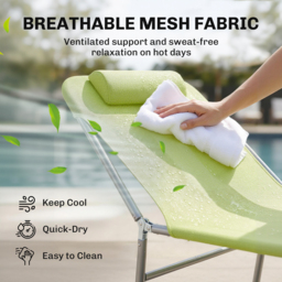Outsunny Adjustable Sun Lounger: Reclining Garden Relaxer with Adjustable Back, Green - thumbnail 5