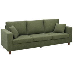 HOMCOM 3 Seater Sofa with Wide Seat, Corduroy Fabric Couch with Deep Seat, Spring Cushion, Green - thumbnail 1