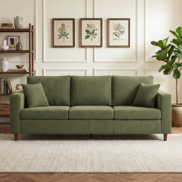 HOMCOM 3 Seater Sofa with Wide Seat, Corduroy Fabric Couch with Deep Seat, Spring Cushion, Green - thumbnail 8