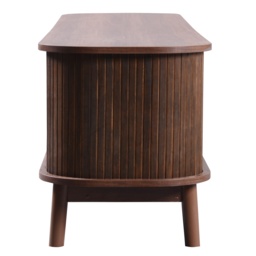 Natural Walnut Modern TV Stand with Rattan Drawers and Solid Wood Legs, Solid Wood Doors and Storage Solution, 170x39.5x46 cm, Natural - Aosom.UK - thumbnail 9