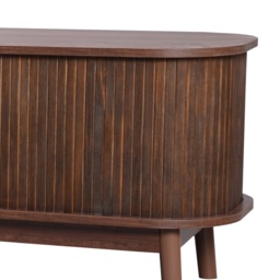 Natural Walnut Modern TV Stand with Rattan Drawers and Solid Wood Legs, Solid Wood Doors and Storage Solution, 170x39.5x46 cm, Natural - Aosom.UK - thumbnail 5