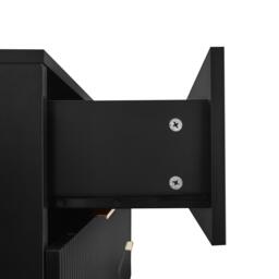 6-Drawer Sideboard with Wave-Textured Front, Metal Handles, Minimalist Buffet Storage for Living Room, 120x40x77 cm, Black/Gold - Aosom UK - thumbnail 6