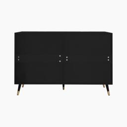 6-Drawer Sideboard with Wave-Textured Front, Metal Handles, Minimalist Buffet Storage for Living Room, 120x40x77 cm, Black/Gold - Aosom UK - thumbnail 9