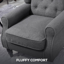 HOMCOM Wingback Accent Chair, Retro Upholstered Button Tufted Occasional Chair for Living Room and Bedroom, Charcoal Grey - thumbnail 6