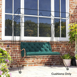 Outsunny 2 Seater Bench Pad, Garden Chair Cushion with Back and Ties for Indoor and Outdoor Use, 98 x 100 cm, Green - thumbnail 9