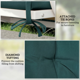 Outsunny 2 Seater Bench Pad, Garden Chair Cushion with Back and Ties for Indoor and Outdoor Use, 98 x 100 cm, Green - thumbnail 6